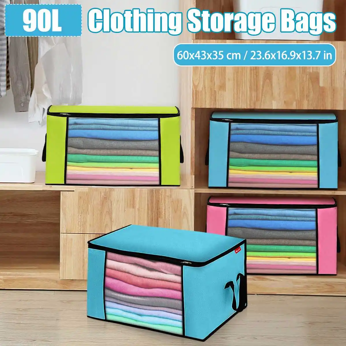 

90L 4pcs/Set 600D Polyester Oxford Cloth Storage Bag Large Capacity Foldable Clothes Quilt Home Organizer for Blankets Bedding