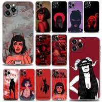 sexy devil woman phone case for iphone 11 12 13 pro max xr xs x 8 7 se 2020 6 plus cute shockproof clear soft tpu cover shell