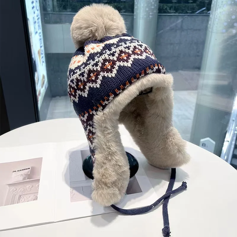 Вязаная шапка в стиле пушистых волос русания для женщин уличная лыжная