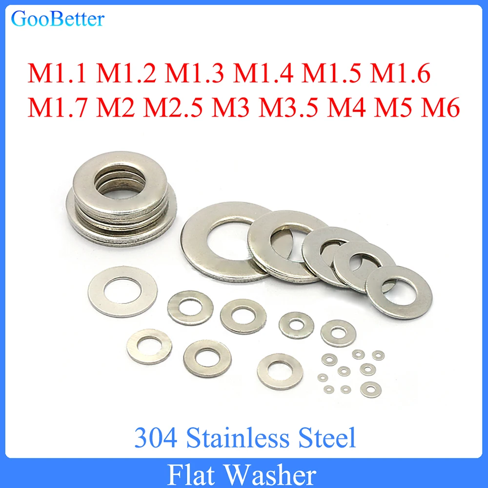 

Шайбы из нержавеющей стали GooBetter M1.1-M6 100 шт.