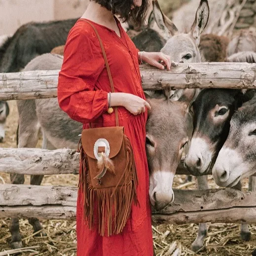 Мечтательная мексиканская сумка на одно плечо с бахромой повседневная для