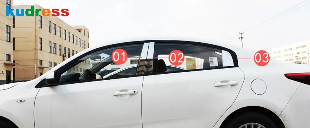 Окошко для центральной стойки отделка Kia Rio 4 X-line 2018 2019 седан нержавеющая окошко