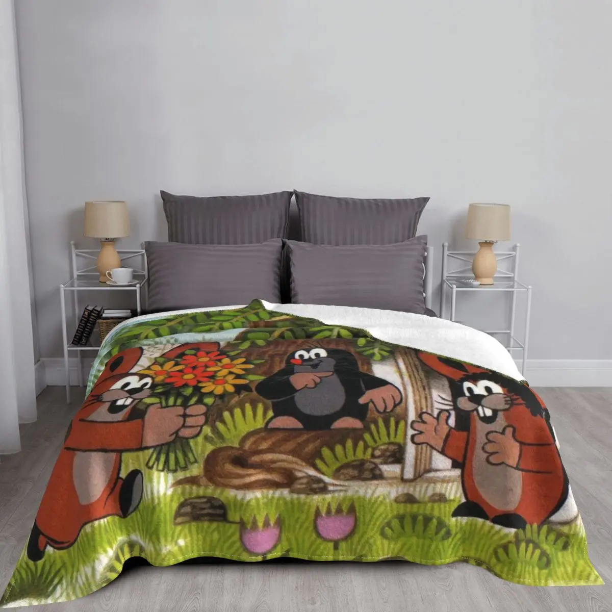 Одеяло в стиле аниме Krtek Фланелевое ультрамягкое покрывало для домашнего