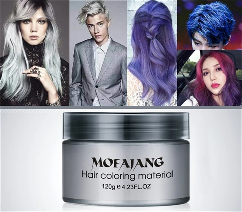 1pcs Mofajang Hair Color Wax Pastel Blue Hair Dye Hair Sliver Color Mud Paint Coloring Hair Wax hair gel 7 Colors