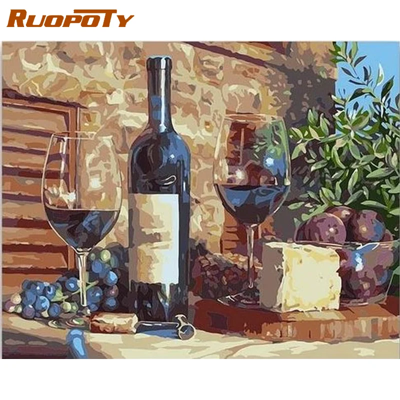 

RUOPOTY Oil Painting By Numbers On Canvas Grape Wine Drawing By Numbers For Adults Pictures By Numbers Handmade Acrylic Paint