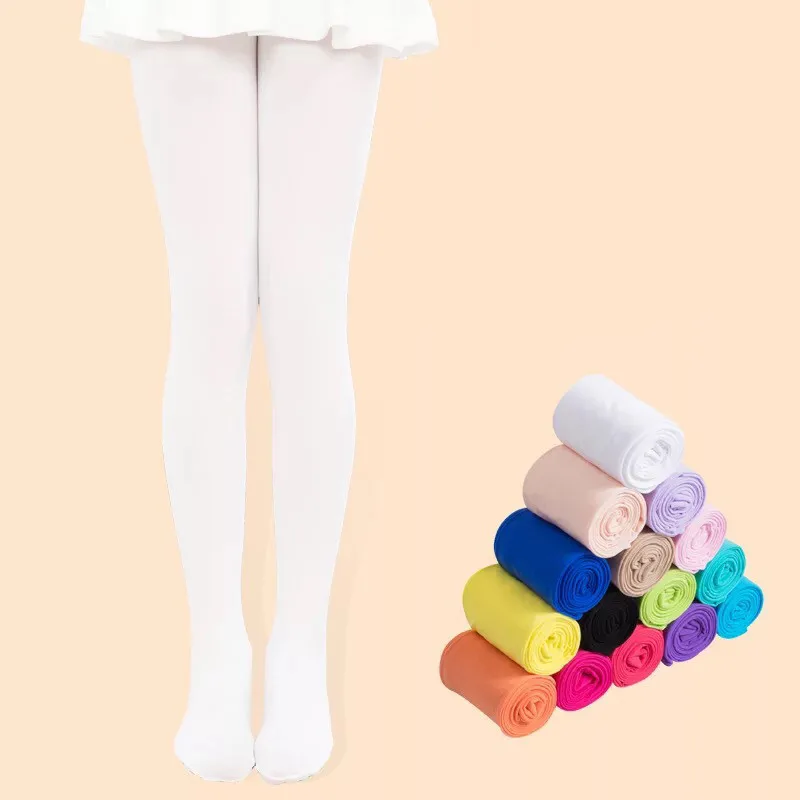 

Girls Ballet Dance Pantyhose Children A Thin Section Fashion Velvet Tights Baby Solid Black White Stockings For 0-15Y Kids CN