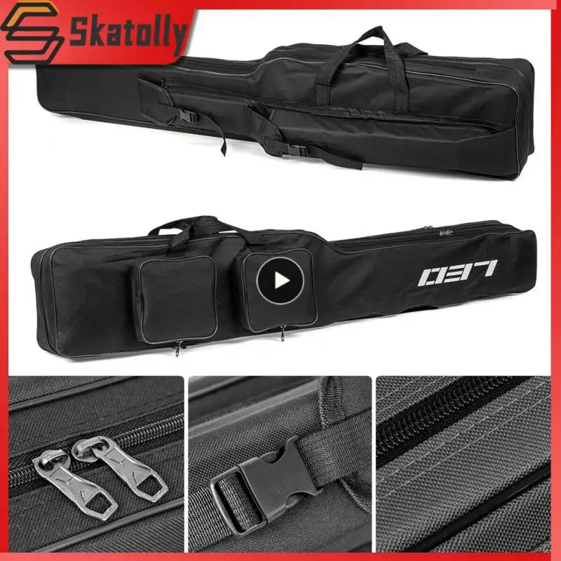 

Collapsible Oxford Cloth Fishing Rod Bag Double Layer Knife Shaped Big Belly Fishing Gear Pouch Zipped Case Fishing Tackle Bags