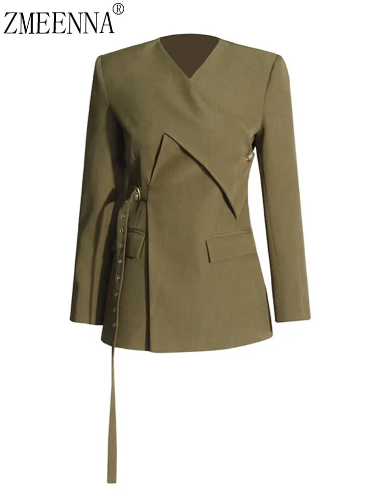 Женский блейзер с V-образным вырезом на осень/зиму