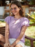 butterfly sleeve round neck blouse