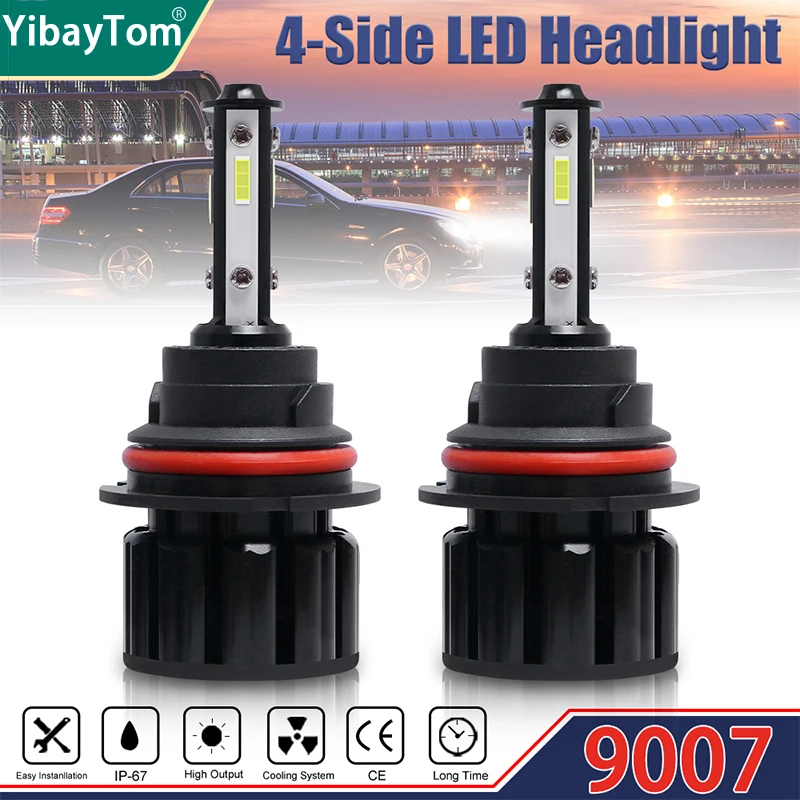 2 шт. Супер яркие 120 Вт 9007 HB5 светодиодные лампы для фар автомобиля 20000LM 6000K 12V Белый Hi/Lo Beam DRL Замена противотуманных фар