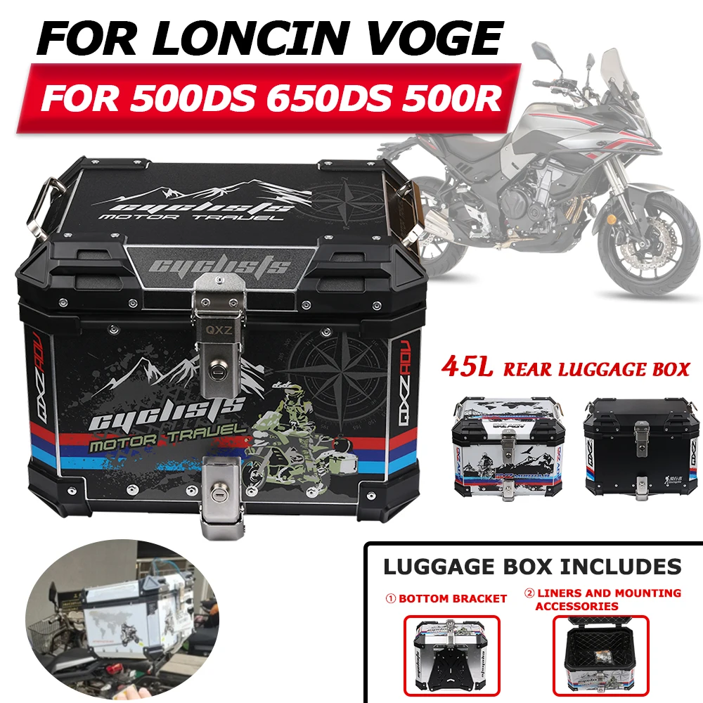 

For LONCIN VOGE 500DS 650DS 500R 500 DS 650 DS Motorcycle Accessories 45L Rear Luggage Case Tail Storage Tool Helmet Box Trunk