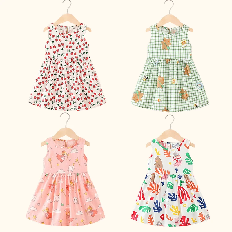 

Girl Dresses Cotton Children clothing Summer Kids Clothes Dresses For Girls Party Princess Fashion Outfit cartoon Beach Dress