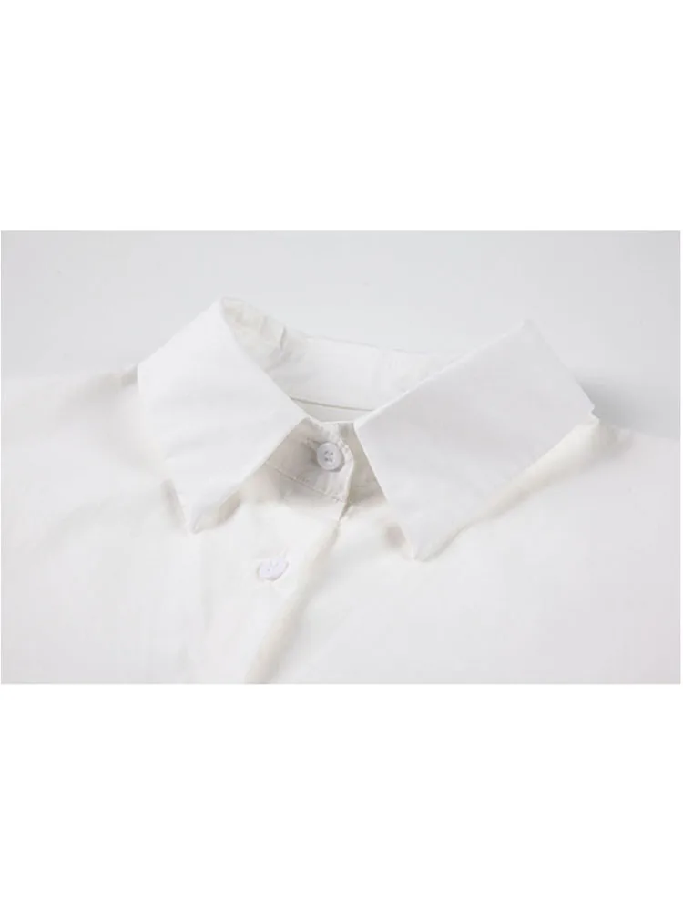 Женская свободная белая рубашка с отложным воротником Корейская Весенняя