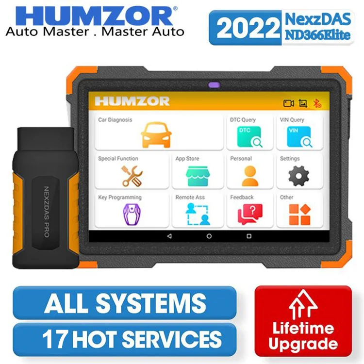 Humzor сканер ND366 новейший OBD2 автомобильный диагностический сканер, оснащенный 17 + специальными функциями, все системы диагностики, программирование ключей