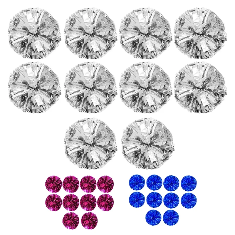 

LJL-Metallic Foil Cheerleader Pom Poms Cheerleader Pom Poms 10 PCS For Sports Team Spirit Cheering Kids Adults