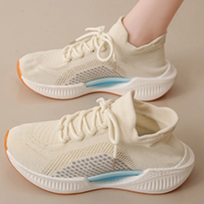 

Women Casual Sneakers 2023 Spring New Mesh Breathable Women Platform Sports Shoes Fashion Lace Up Running Shoes Tenis Feminino