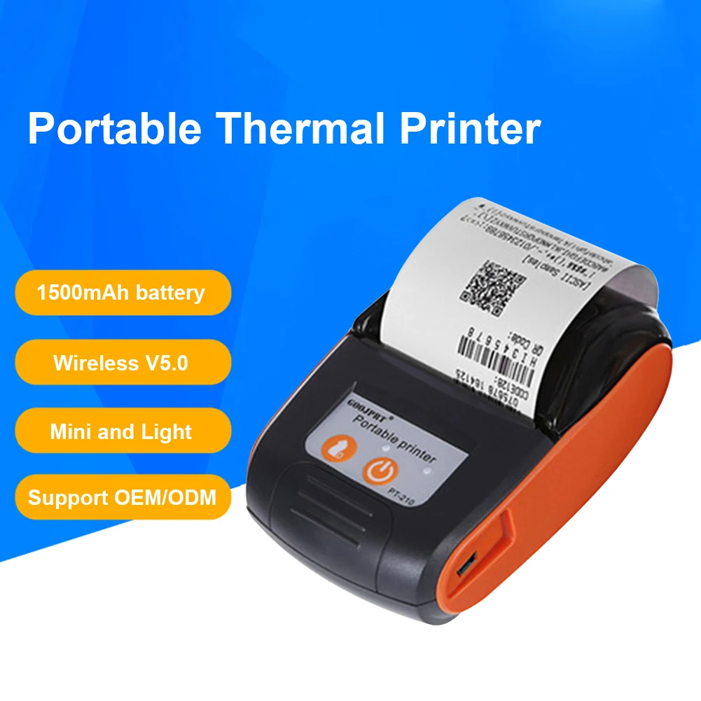 

58mm Mini Protable Thermal Receipt Printer Bluetooth Wireless Ticket Printers Bill Machine for Android iOS Window PT210