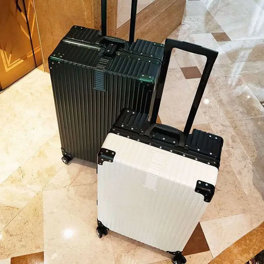 Luggage Fixed belt alloy Rolling Luggage Spinner 20/24/29 inch Women Metal Trolley Men Business Suitcase Wheels
