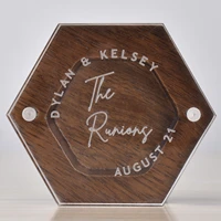 luxury can custom logo walnut wooden wood wedding jewelry ring box with acrylic cover