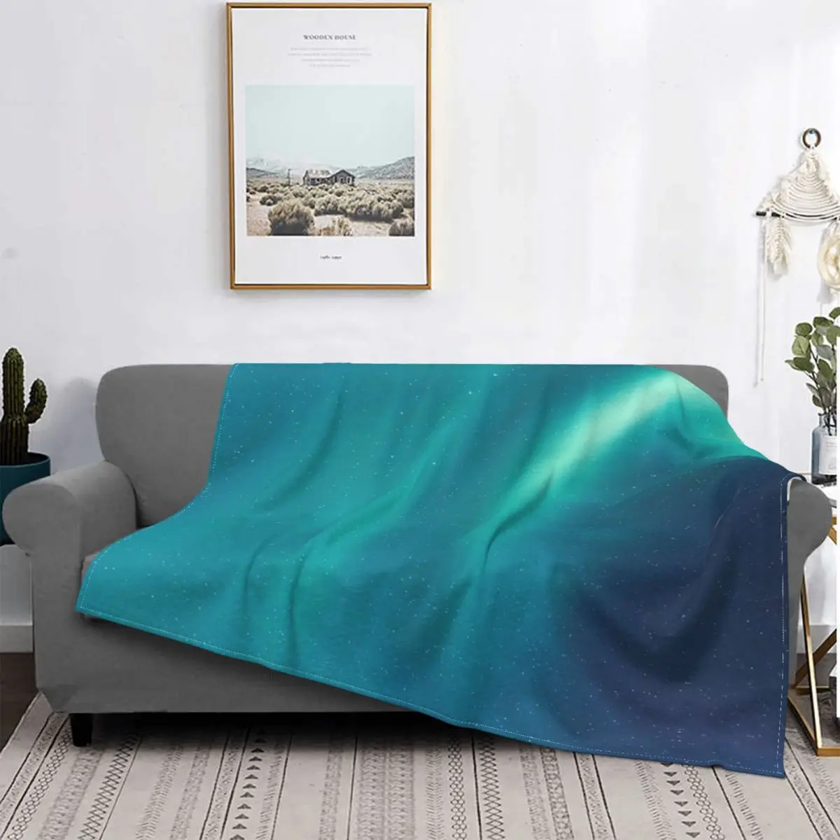 

Manta de las luces del norte y cielo estrellado, colcha para cama a cuadros, manta para sofá, fundas para cama de invierno