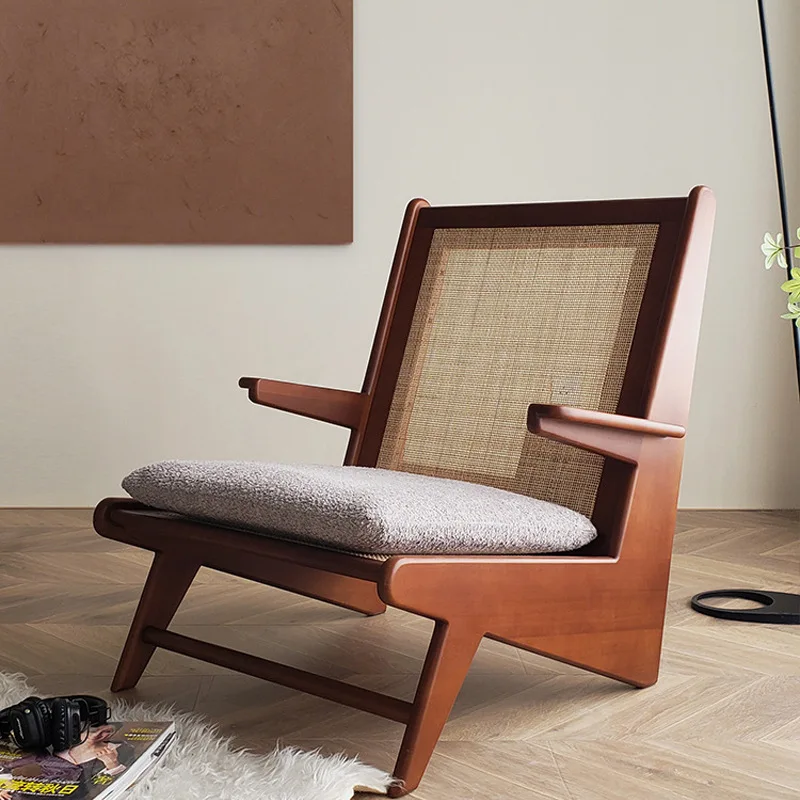 

Chandigarh solid wood balcony designer backrest ins single leisure sofa chair living room small house