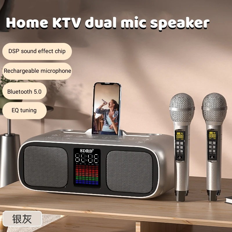 

Портативный домашний KTV-набор SD318 с беспроводным двойным микрофоном, Bluetooth-динамиком и мощным сабвуфером 30 Вт, уличная караоке-машина