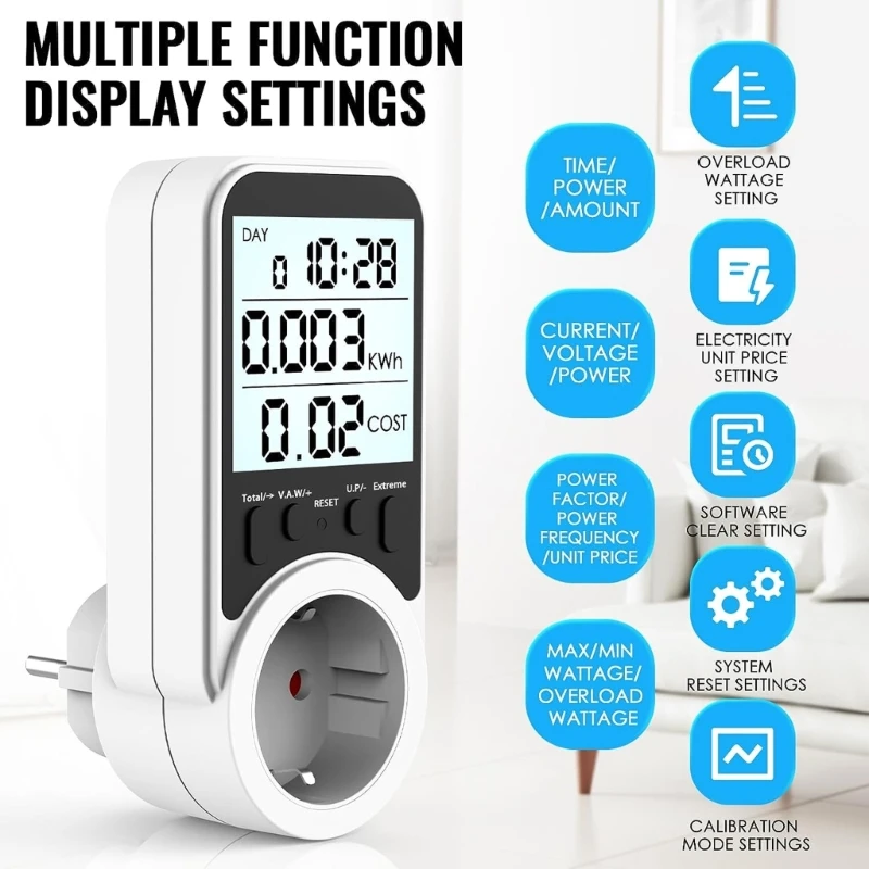 Electricity Usage Meter with Resets Function Efficiently Manage Power Cost Meter