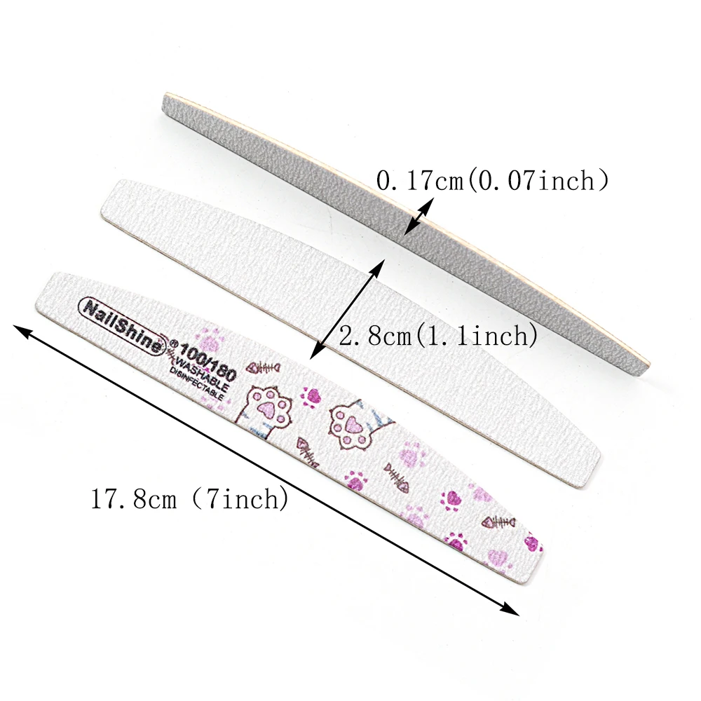 5PCS Cat Claw Colorful Paper Nail Files Lixa de madeira lavável Buffer Nails Arquivo 100 180 Acessórios Remover Gel File