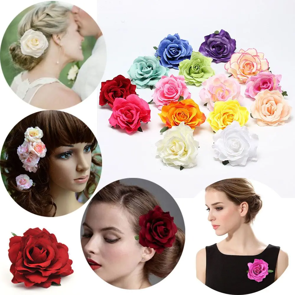 

Fashion Women Bridal Hair Clip Brooch Rose Flower Hairpin Wedding