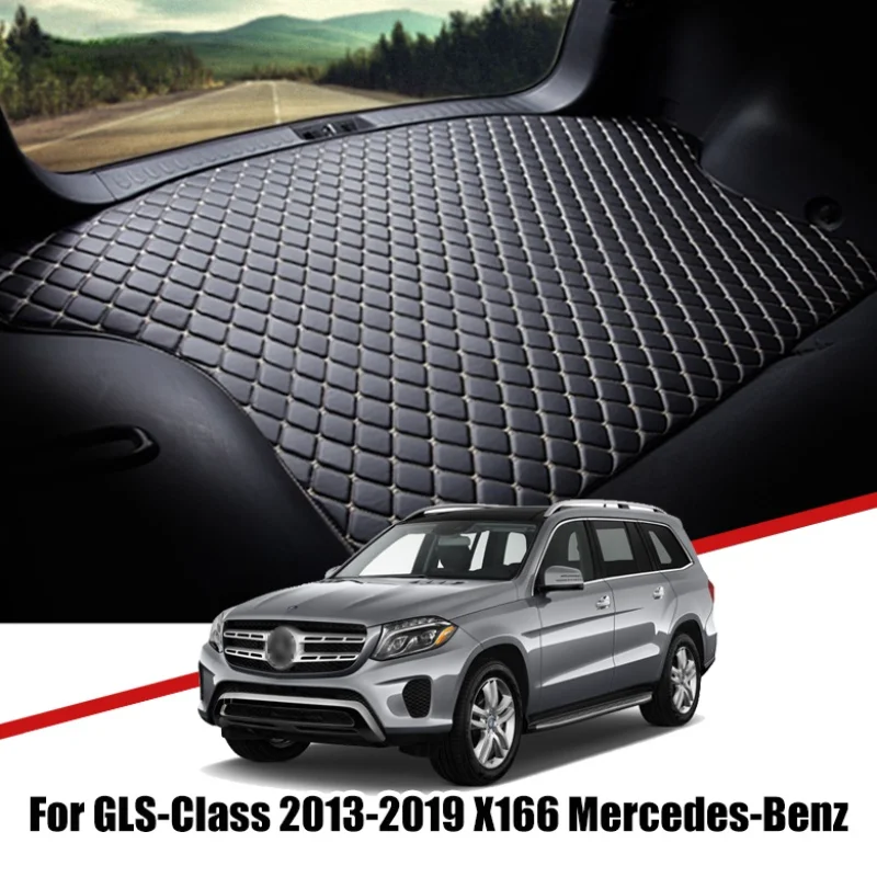 

Кожаные коврики на заказ для багажника автомобиля Mercedes Benz X166 GLS Class 2013 2014-2019, водостойкая нескользящая подкладка, поднос, грузовые аксессуары