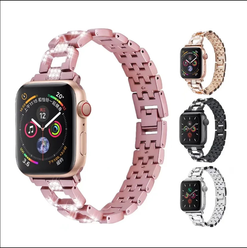Metal Strap for Apple Watch diamond-encrusted Bling band for iwatch 87654321SE Women's bracelet chain for Iwatch Ultra wrist