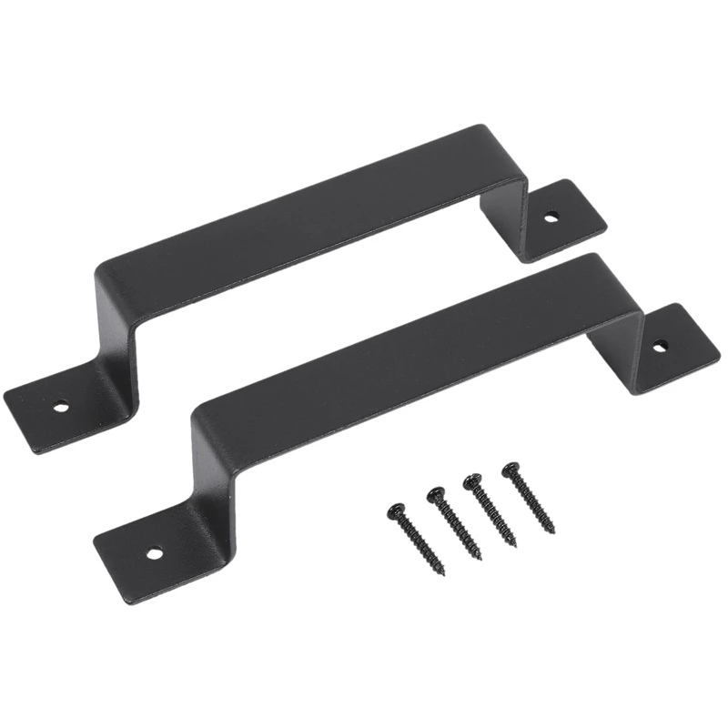 

2 Pcs Black Sliding Barn Door Handle Pull Set For Gate Kitchen Furniture Cabinet Closet Drawer Screws Included