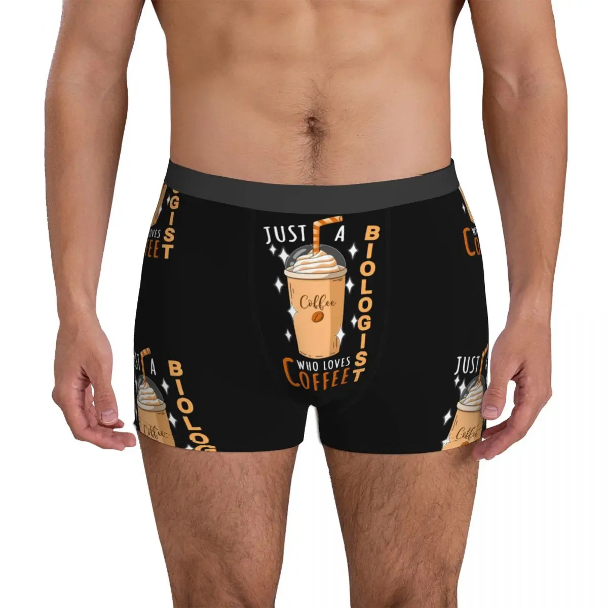 Just A Biologist Who Loves Coffee Quote Design Underwear coffee Plain Underpants Printed Boxer Brief Pouch Males Boxer Shorts