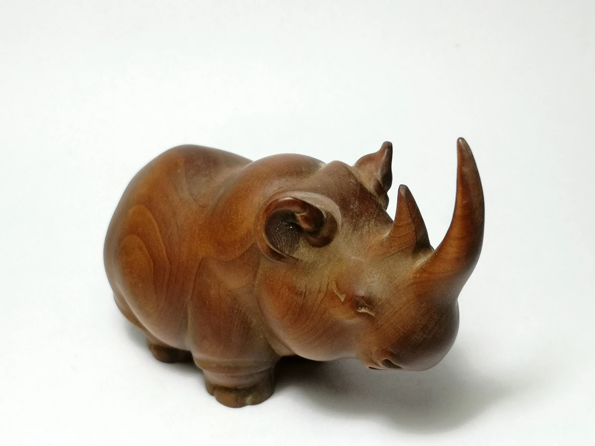 Японская статуэтка из бокса ручной резки носороги netsuke сборная статуя подарок -
