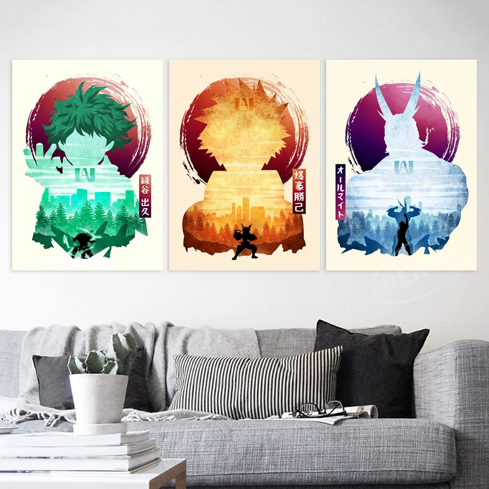 

HD Print My Hero Academia Painting Midoriya Izuku Home Decor Canvas Bakugou Katsuki Poster Anime Pictures Living Room Wall Art