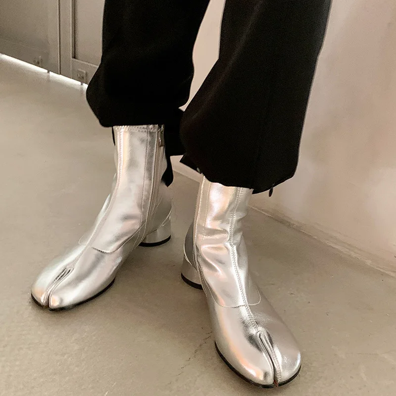 

Женские ботинки с разрезом, Модные ботильоны челси из натуральной кожи, ботинки стрейч на молнии, Осень-зима 2022, женская обувь