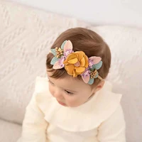 artificial flower baby headbands girls candy color elastic hair bands infant hairband baby hair accessories bandeau bebe fille