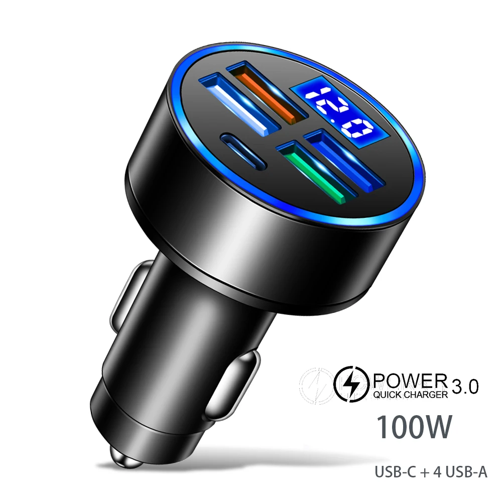 

Автомобильное зарядное устройство с 5 USB-портами, 100 Вт