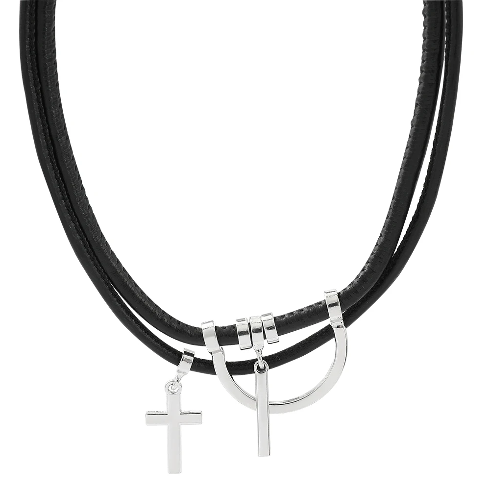

Anime Tokyo Revengers Punk Pendant Necklace Cosplay Keisuke Baji Cross Multilayer Leather Collar Necklace Jewelry