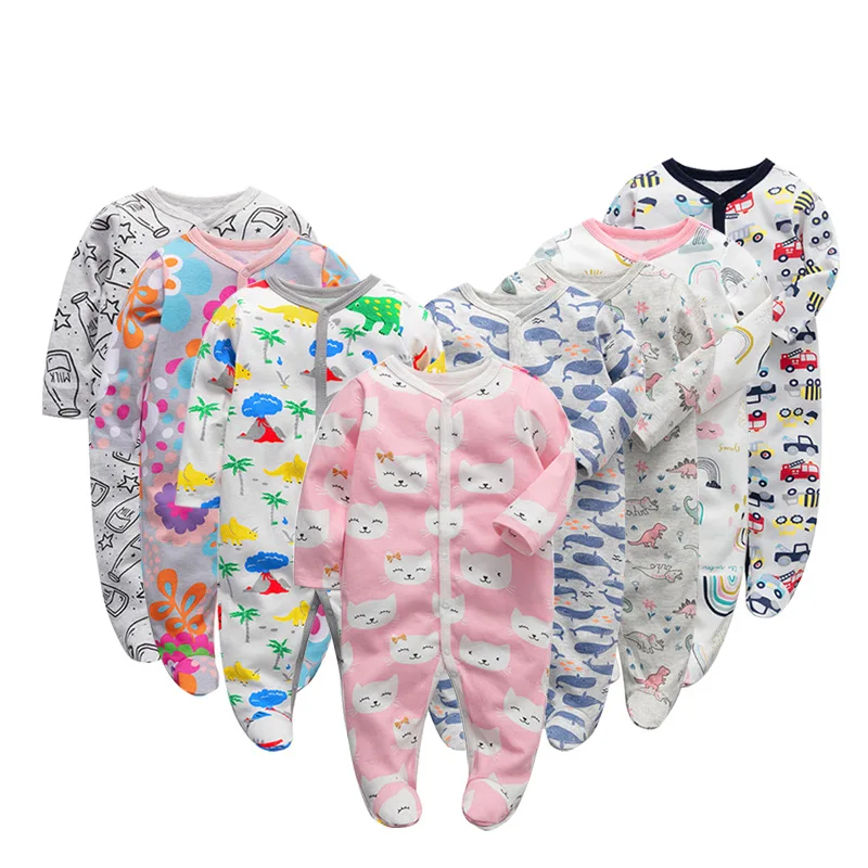 Baby Rompers 3pcs/pack Sleepsuits Newborn Sleeper 100% Cotton Jersey Pajamas Long Sleeved Soft Sleepwear Toddler Roupa de Bebe