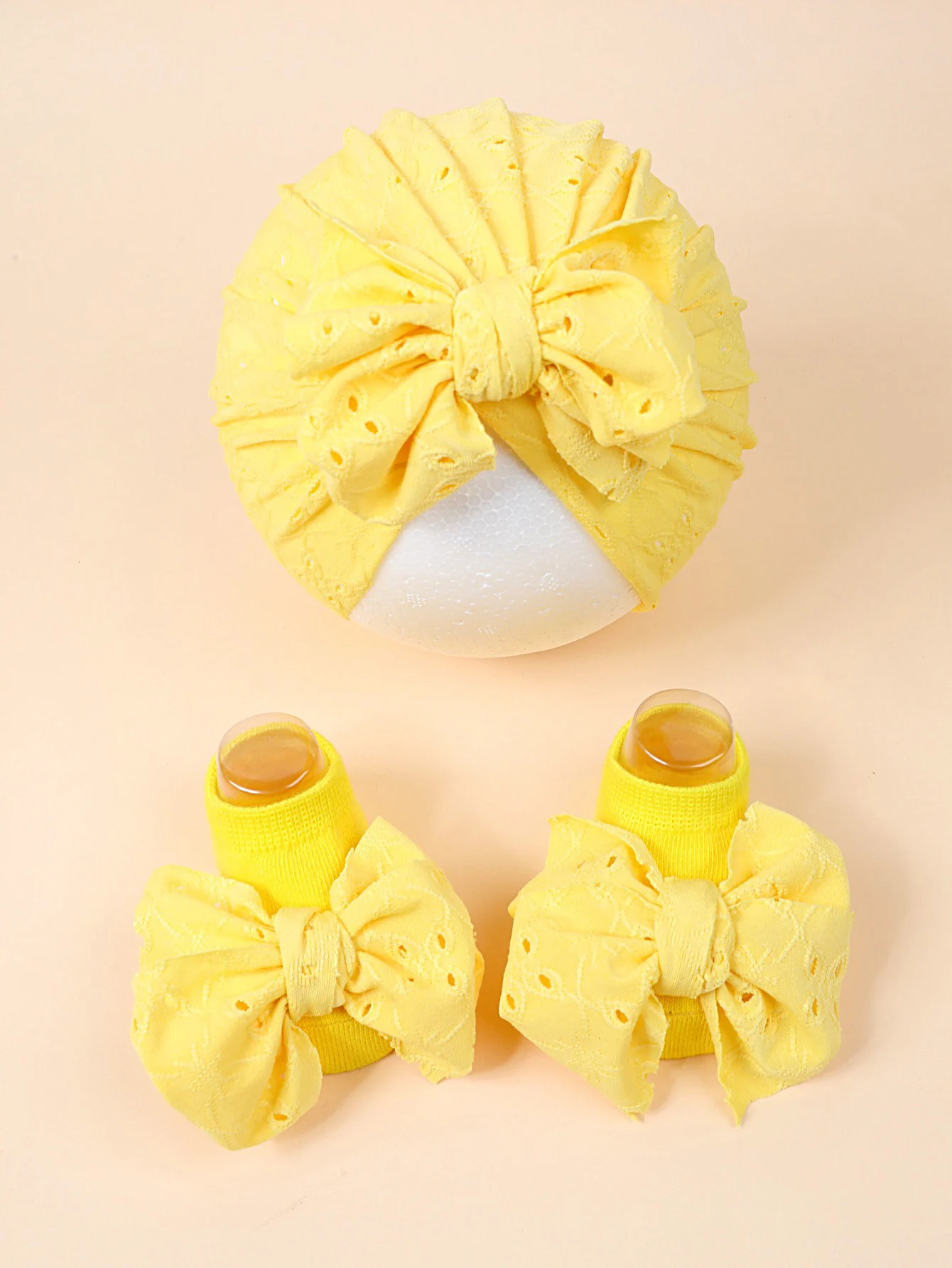 Летние короткие носки и тюрбан для новорожденных девочек