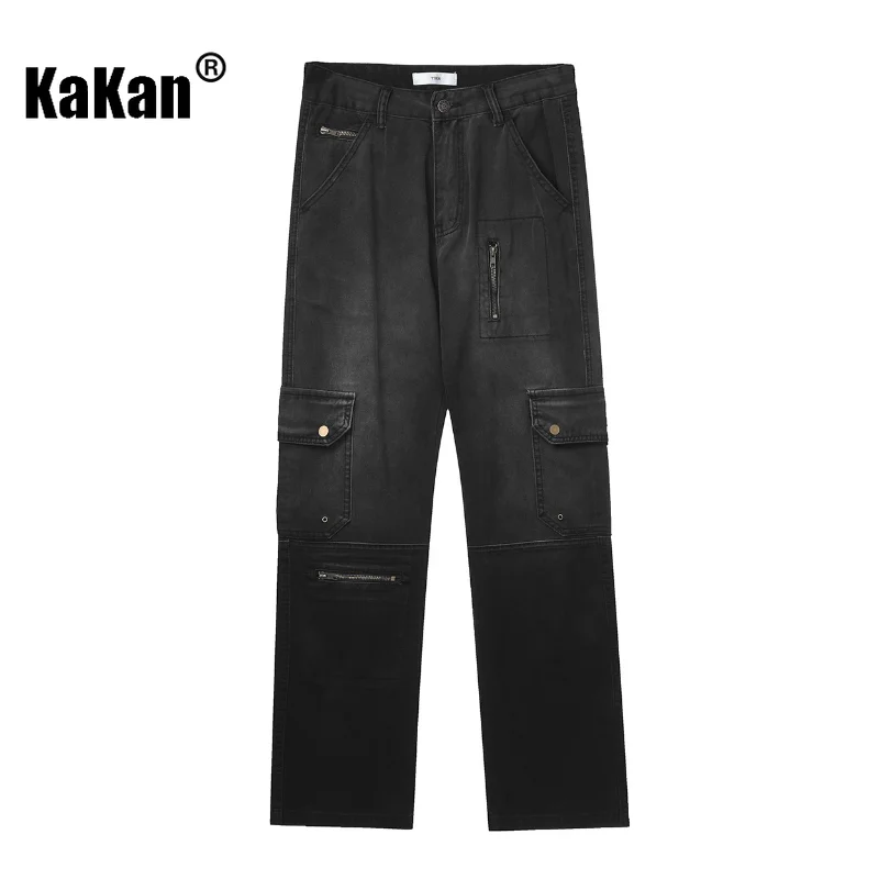 Kakan - European and American Street Teenagers Daily Casual Multi Pocket Jeans for Men, Micro Elastic Long Jeans K41-5169