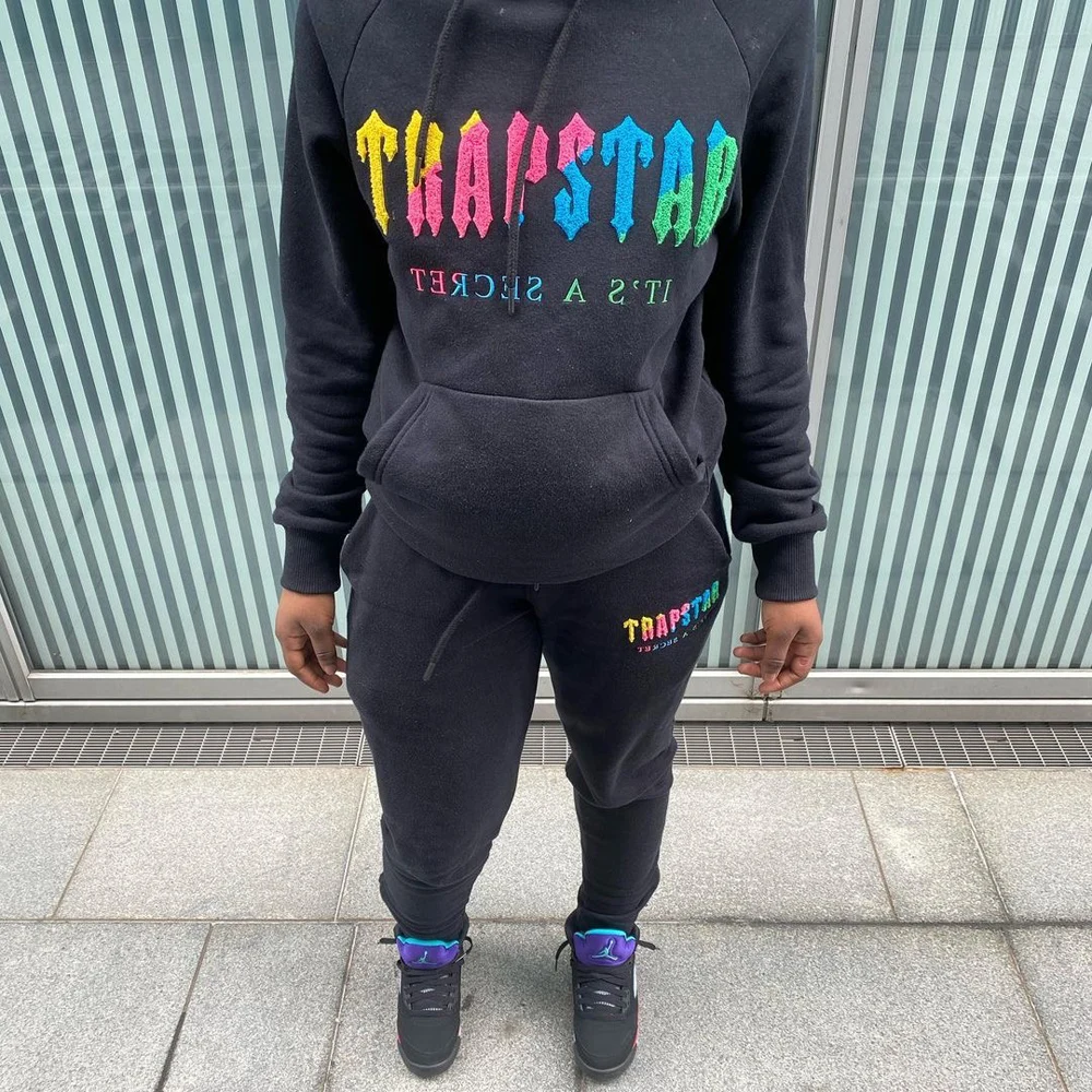 

2023 Y2K Oversized Trapstar London Rainbow Letter Hoodie Men Woman Towel Embroidery Pullover High Quality Hooded Sweatshirts