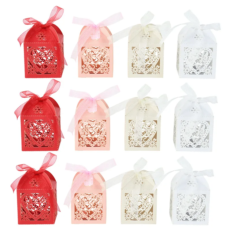 

10/20pcs DIY Hollow Heart Gift Box Wedding Party Valentine's Day Candy Chocolate Packaging Table Desktop Decoration Ornament