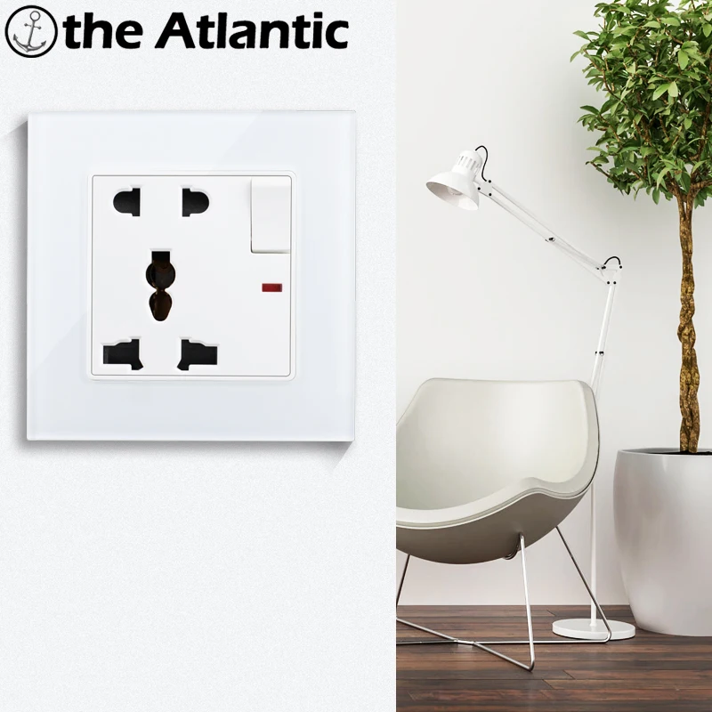 Белая стеклянная универсальная розетка 13 а с USB 2 3 Pin 5 отверстий настенная двумя