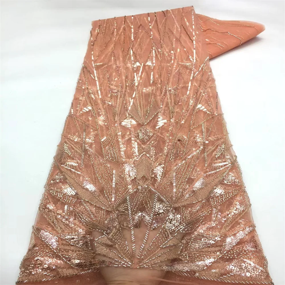 

Sequin African French Net Lace Fabric 2022 High Quality Tulle Mesh Lace Bridal Nigerian ForWedding Dress x15-42