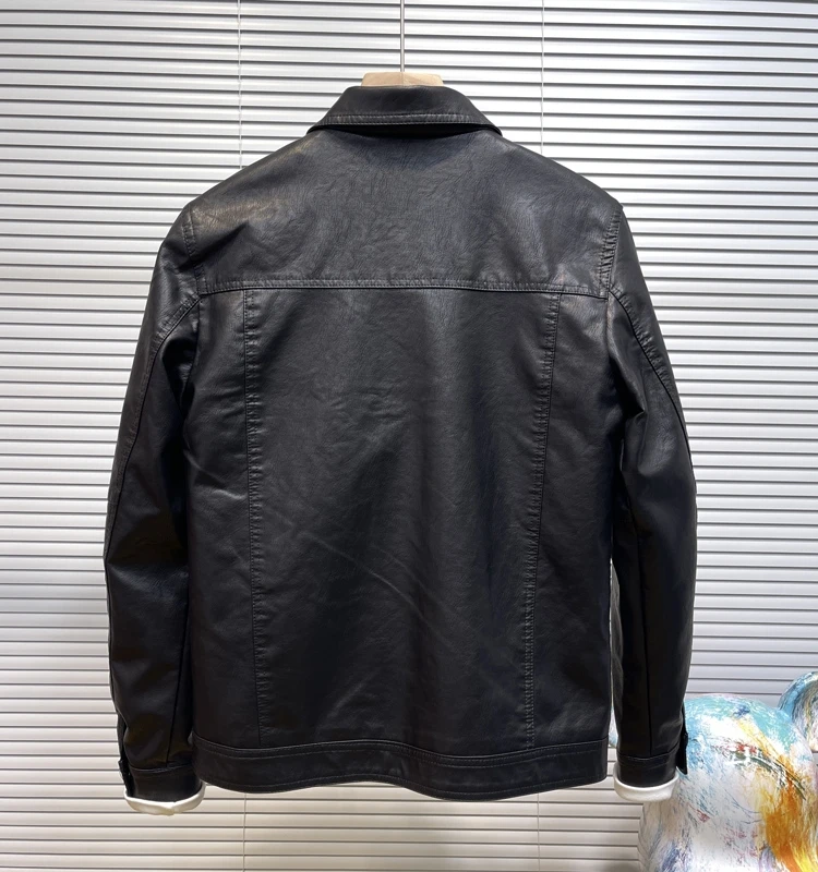 Мужское кожаное пальто в стиле ретро весна-осень 2023 новая корейская кожаная