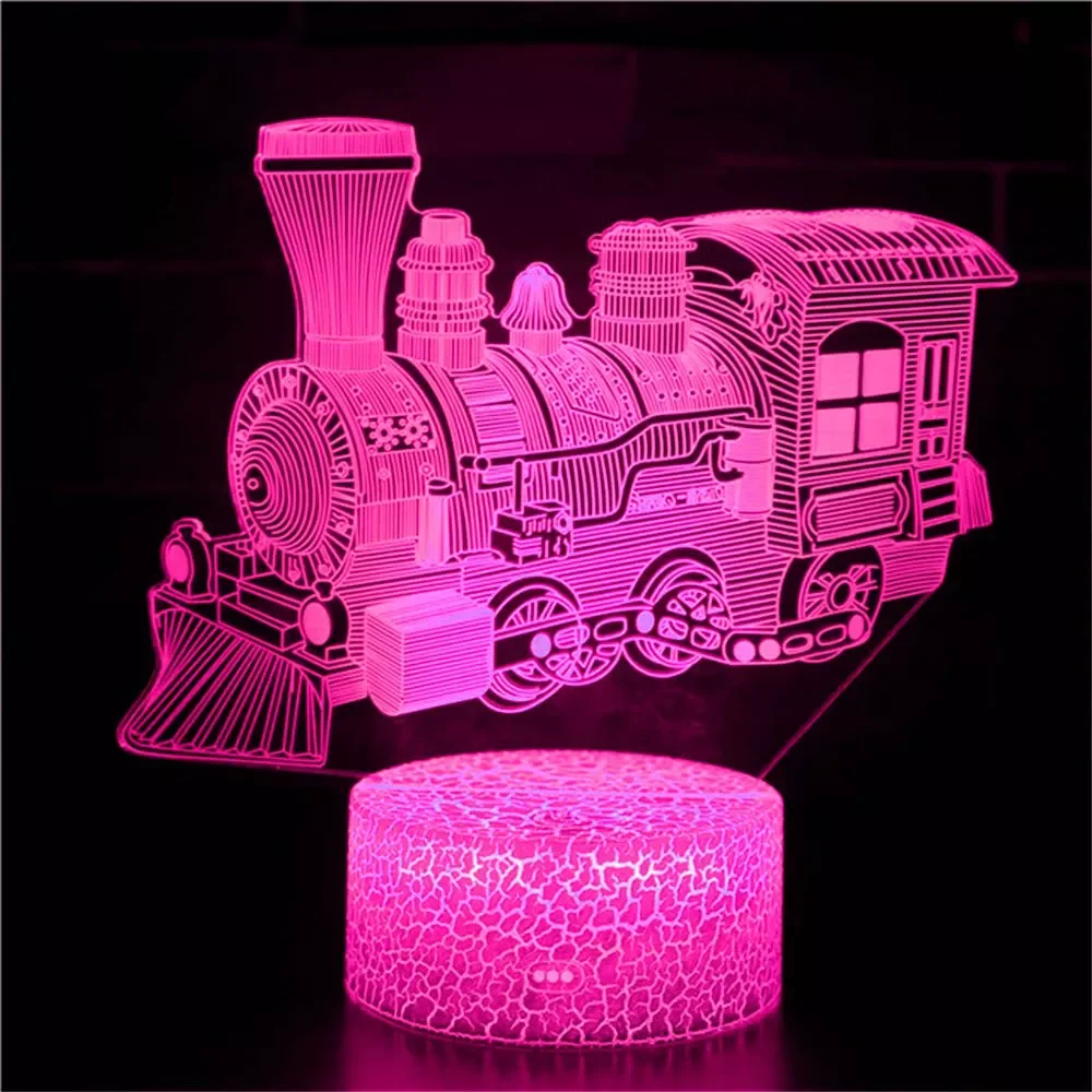 

3D Light Train Night Light Toy Set Car Steam Locomotive Model Game Boy Children's Toy Birthday Christmas Gift LED Night Ligh