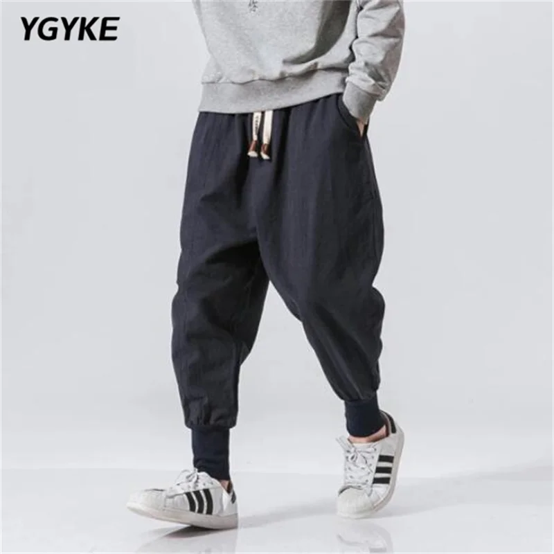 

Spring and Autumn Men's Cotton Linen Simple Solid Color Street Casual Jogging Pants 2022 New Loose Casual Pants for Men