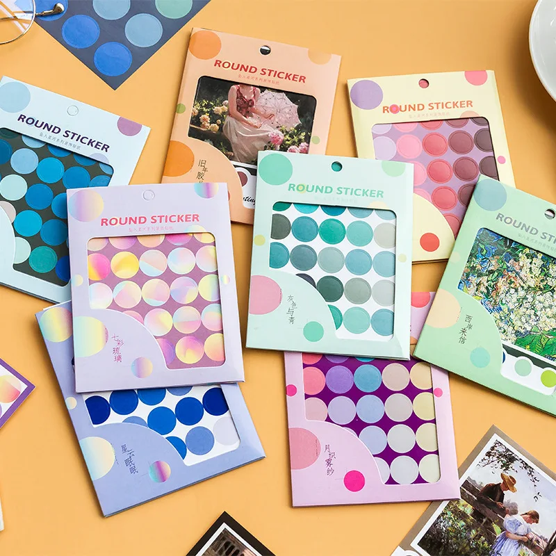 

10 Sheets Scrapbooking Sticker Colored Flower Dot Round Decorative Sticker for Bullet Journal Album Card DIY Art Craft Sticker